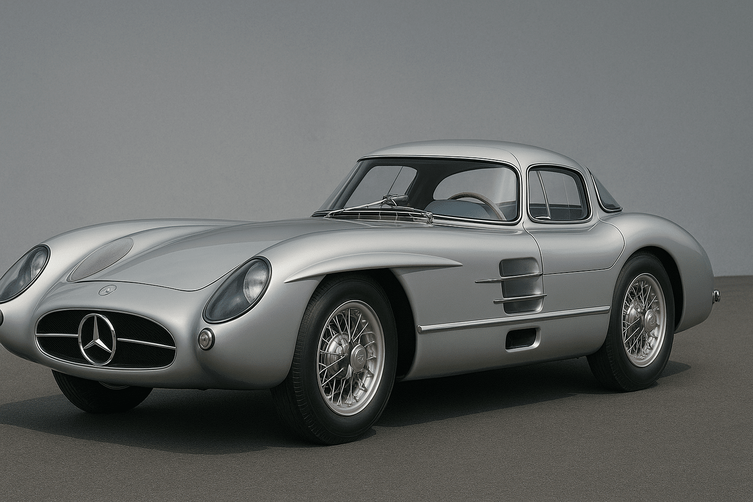 AXA XL lanciert in der Schweiz Versicherungslösung für exklusive Fahrzeugsammlungen. Bild KI-generiert: Mercedes-Benz 300 SLR Uhlenhaut Coupé aus dem Jahr 1955.