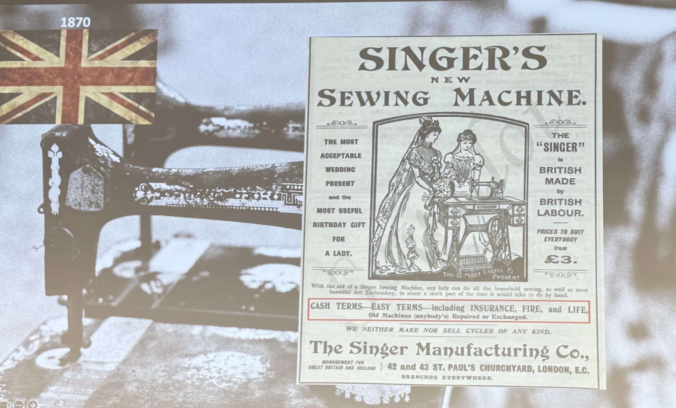 Embedded Insurance: Singer Nähmaschine (1870) war eine der ersten.