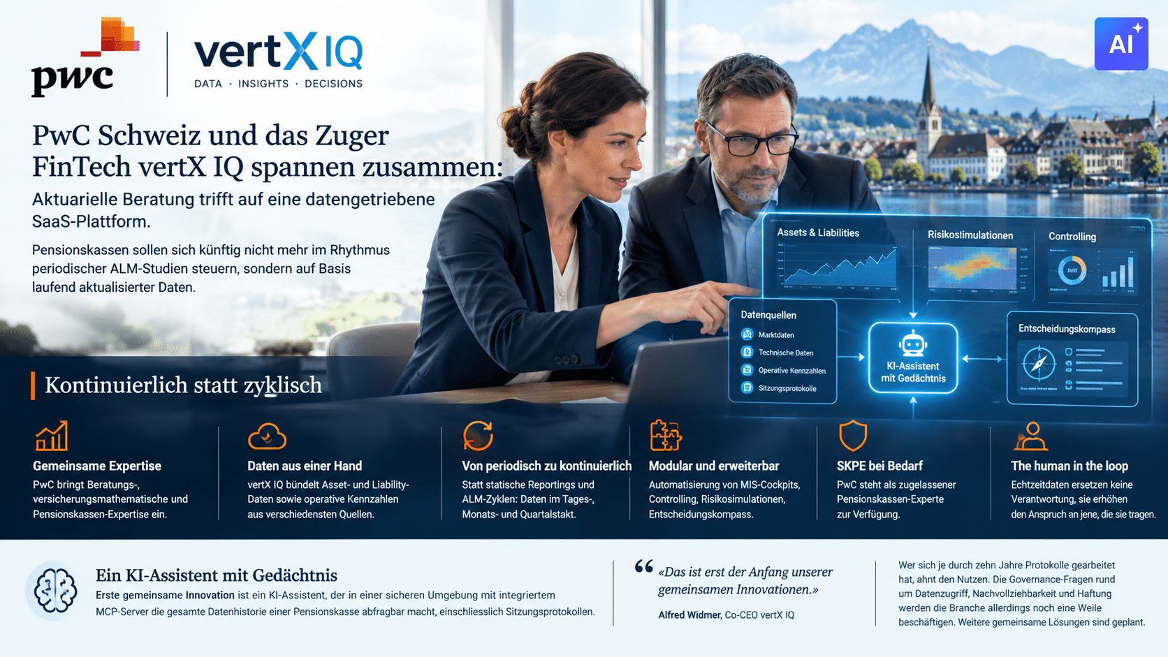 PwC Schweiz und vertX iQ spannen zusammen.