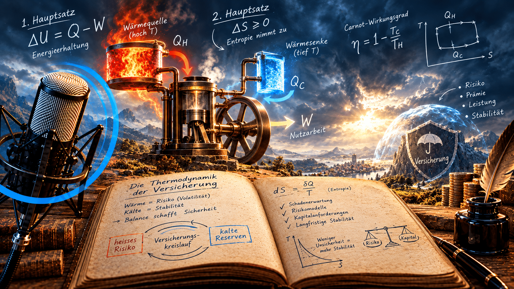 Paul überträgt den ersten Hauptsatz der Thermodynamik auf die Versicherung.